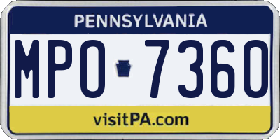 PA license plate MPO7360