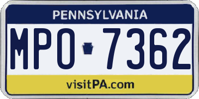 PA license plate MPO7362
