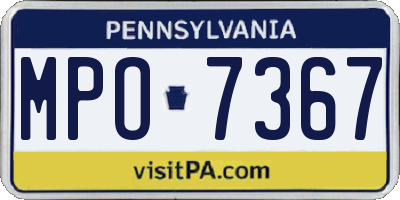 PA license plate MPO7367