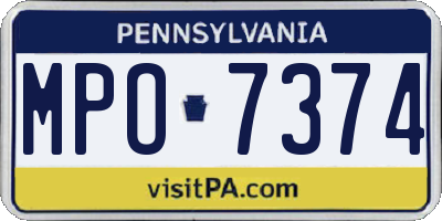 PA license plate MPO7374