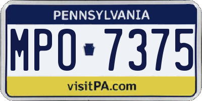 PA license plate MPO7375