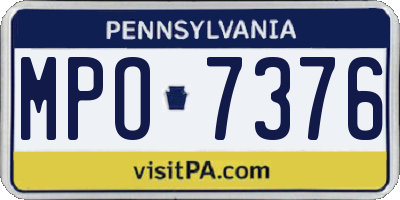 PA license plate MPO7376