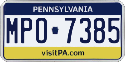 PA license plate MPO7385