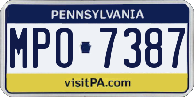 PA license plate MPO7387