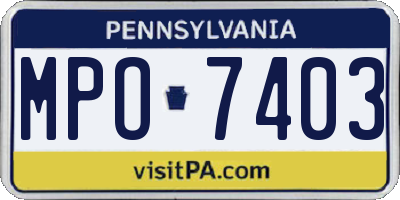 PA license plate MPO7403