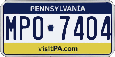 PA license plate MPO7404