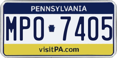 PA license plate MPO7405