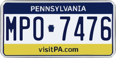PA license plate MPO7476