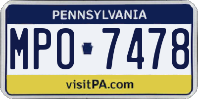 PA license plate MPO7478