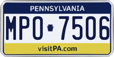 PA license plate MPO7506