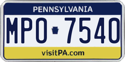 PA license plate MPO7540