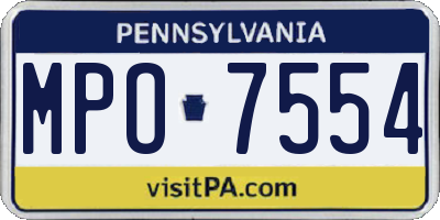 PA license plate MPO7554