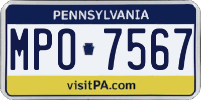 PA license plate MPO7567