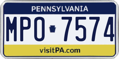 PA license plate MPO7574