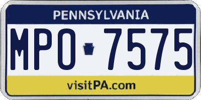 PA license plate MPO7575