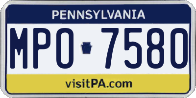 PA license plate MPO7580