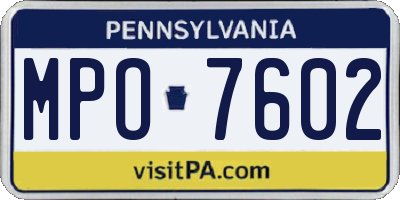 PA license plate MPO7602