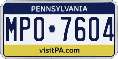 PA license plate MPO7604