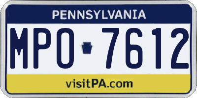 PA license plate MPO7612