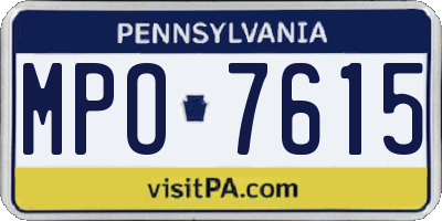 PA license plate MPO7615