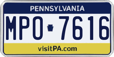 PA license plate MPO7616