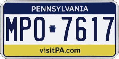 PA license plate MPO7617