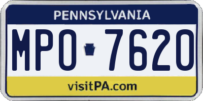 PA license plate MPO7620
