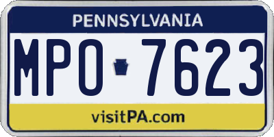 PA license plate MPO7623