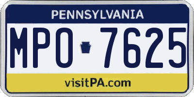 PA license plate MPO7625