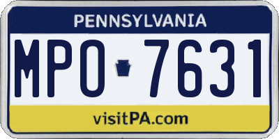PA license plate MPO7631