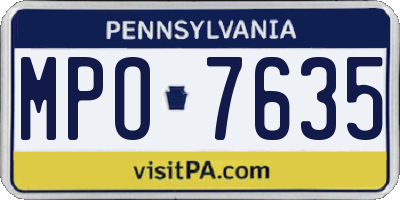 PA license plate MPO7635