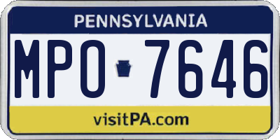 PA license plate MPO7646