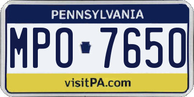 PA license plate MPO7650