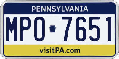 PA license plate MPO7651