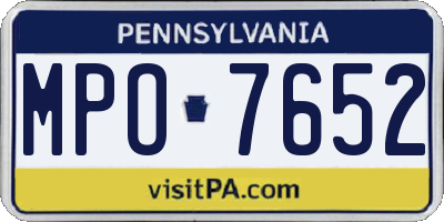PA license plate MPO7652