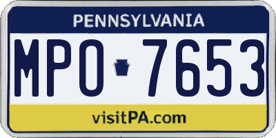 PA license plate MPO7653