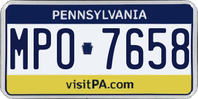 PA license plate MPO7658