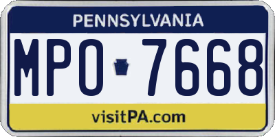 PA license plate MPO7668