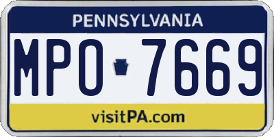 PA license plate MPO7669