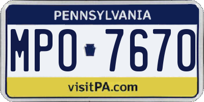 PA license plate MPO7670