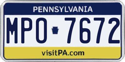 PA license plate MPO7672