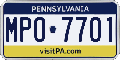 PA license plate MPO7701