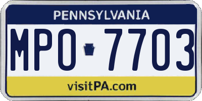 PA license plate MPO7703