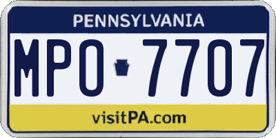 PA license plate MPO7707