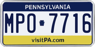 PA license plate MPO7716