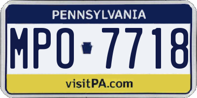 PA license plate MPO7718