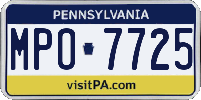 PA license plate MPO7725