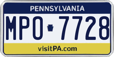 PA license plate MPO7728