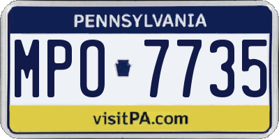 PA license plate MPO7735