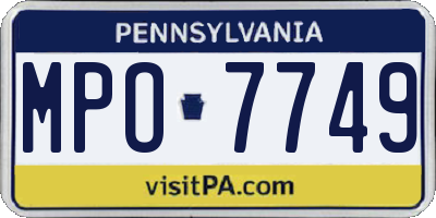 PA license plate MPO7749